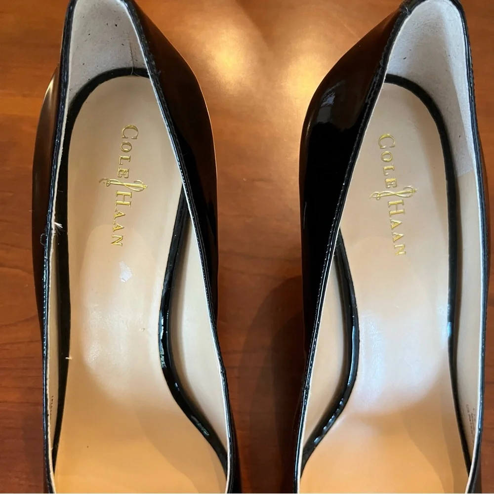 Cole Haan Heels Air Lainey Black Patent Peep Toe Pump Ladies dress shoes 7.5 B